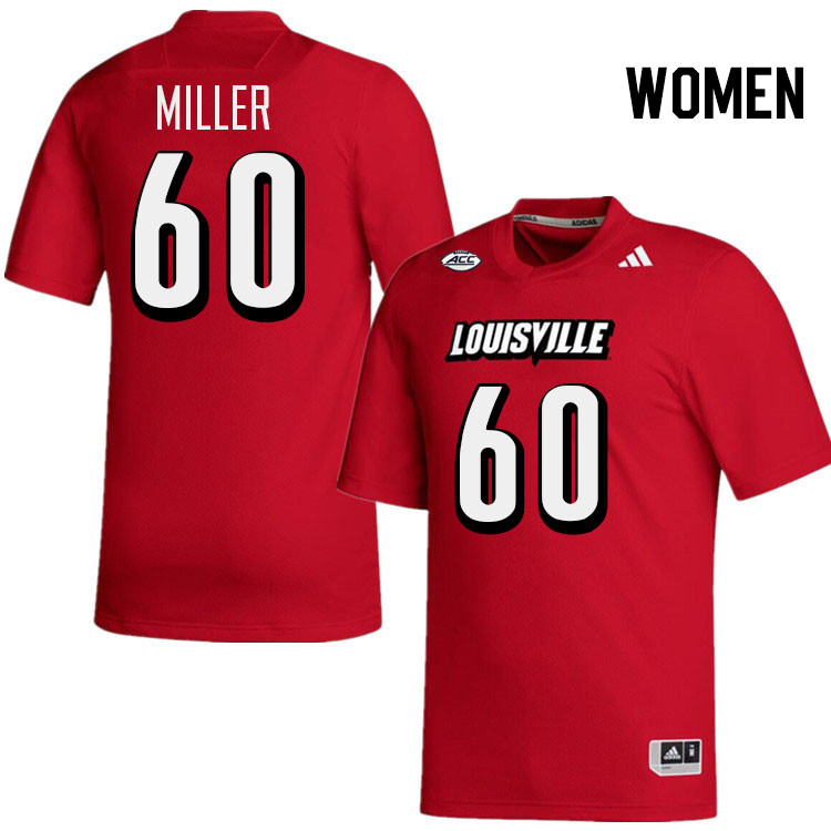 Women #60 Rasheed Miller Louisville Cardinals College Football Jerseys Stitched-Red